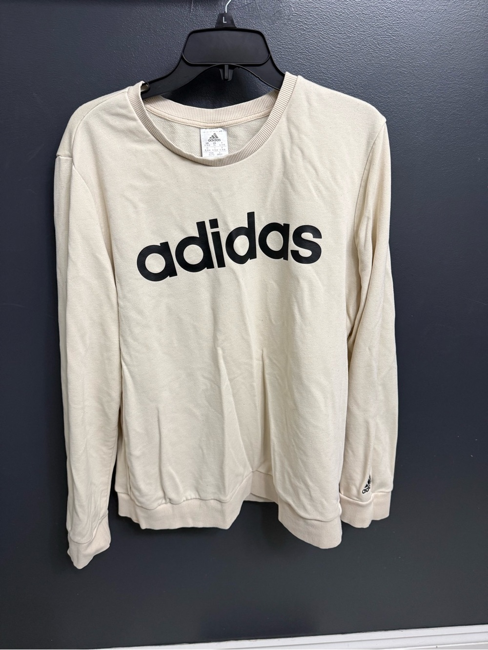 adidas Cream Crewneck with Black Logo